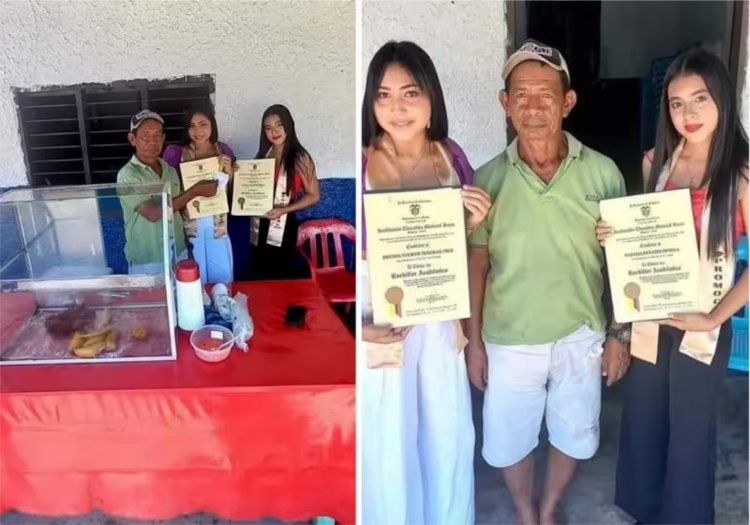 Formandas dedicam diploma a vendedor que dava comida quando não tinham dinheiro para comer