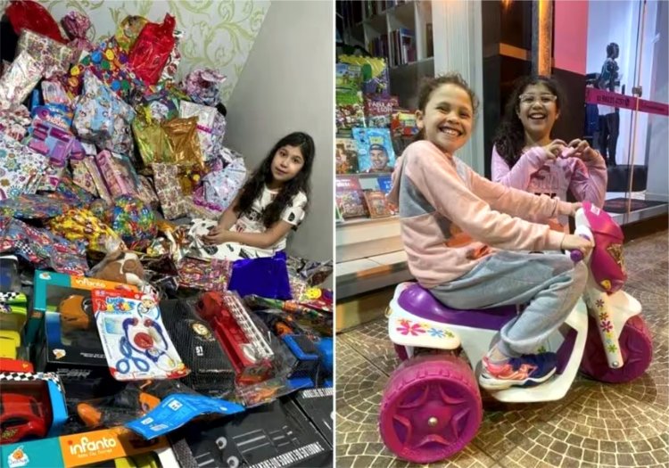 Menina de 9 anos rifa a própria ‘motinha’ para doar brinquedos a crianças com câncer em Curitiba PR