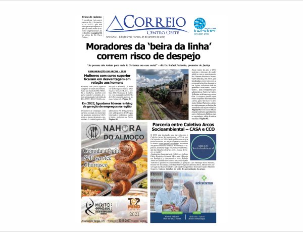 Manchetes da edição do Jornal CCO do sábado, 21 de janeiro de 2023