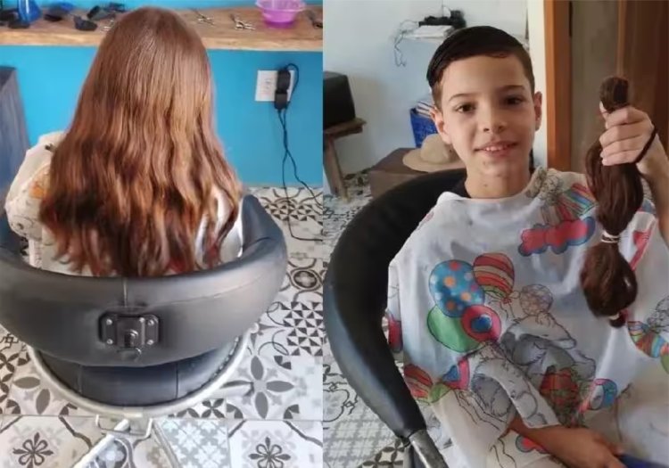 Menino fica 3 anos sem cortar cabelo após ver ‘tia’ da van com câncer e doa mechas