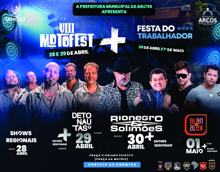 8ª Motofest e Festa do Trabalhador: 4 dias de diversão em Arcos