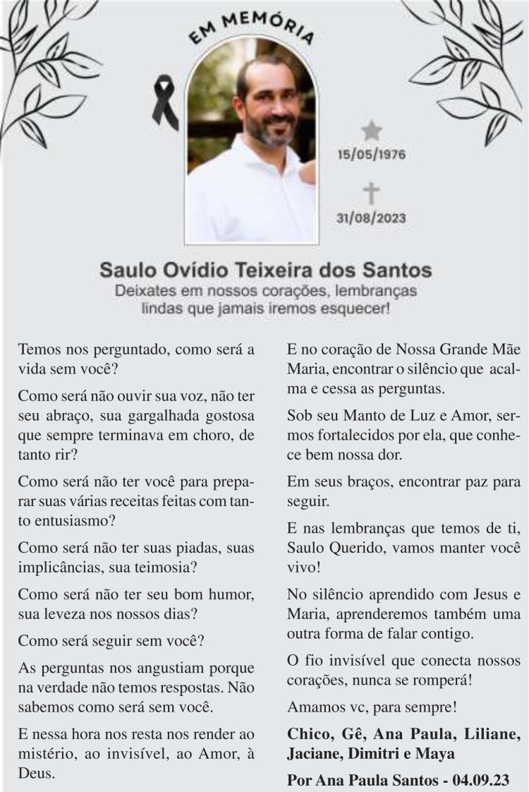Homenagem póstuma a Saulo Ovídio Teixeira dos Santos