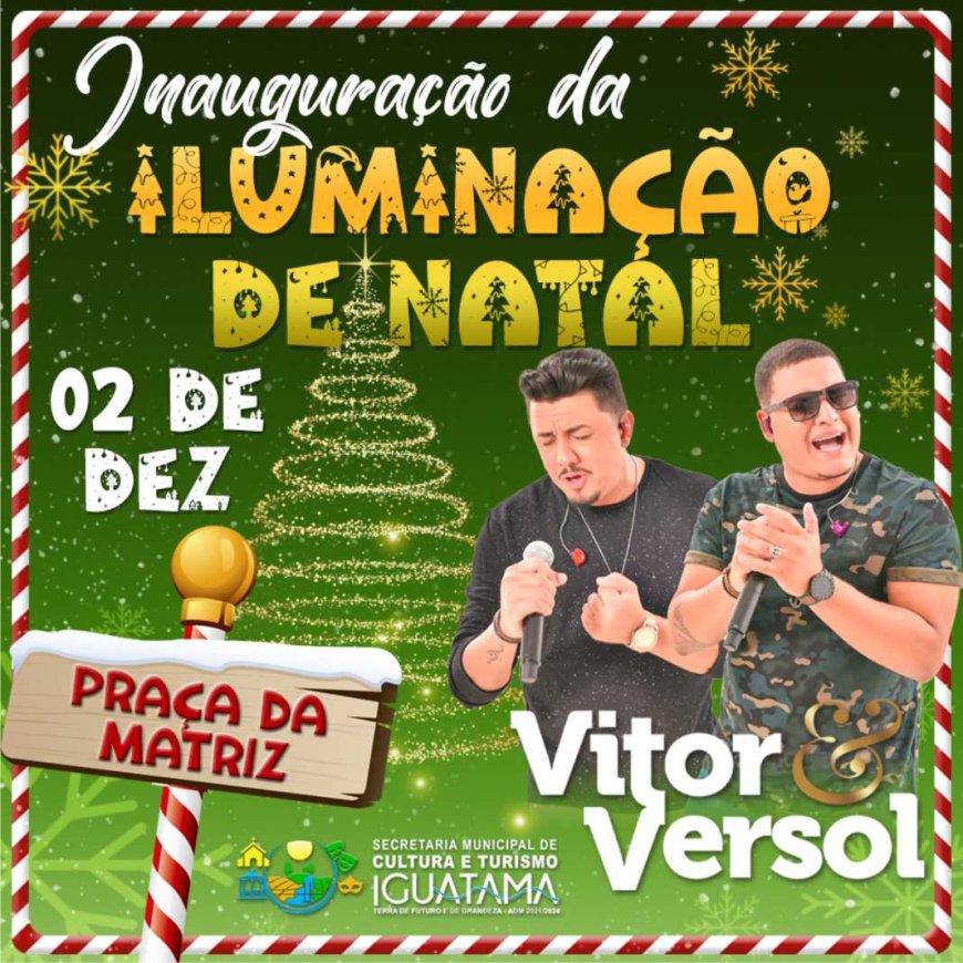 Show com Vitor e Versol é a atração confirmada para a inauguração da iluminação de Natal 
