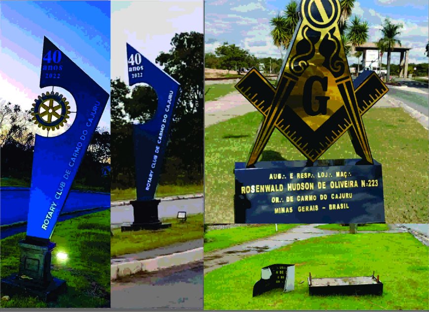 Monumentos à Maçonaria e ao Rotary Club são depredados em Carmo do Cajuru