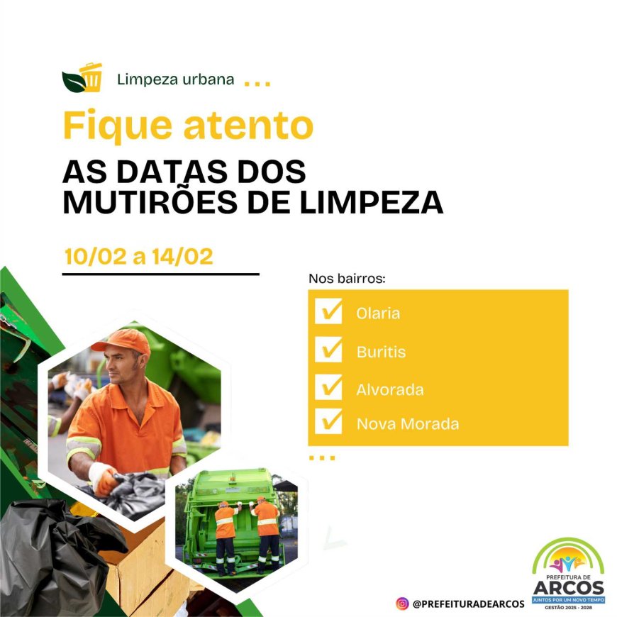 Mutirão de limpeza da Prefeitura de Arcos